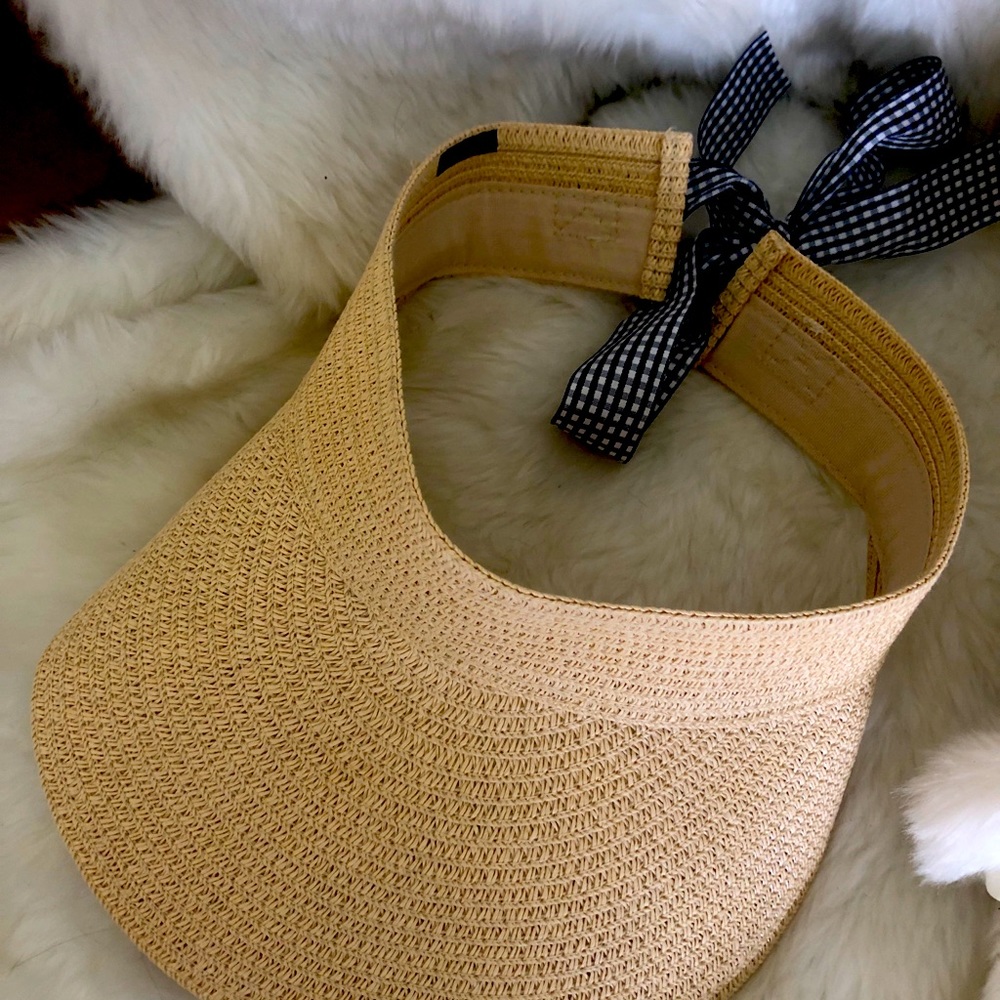 Sold out J CREW SUN VISOR HAT with gingham tie
